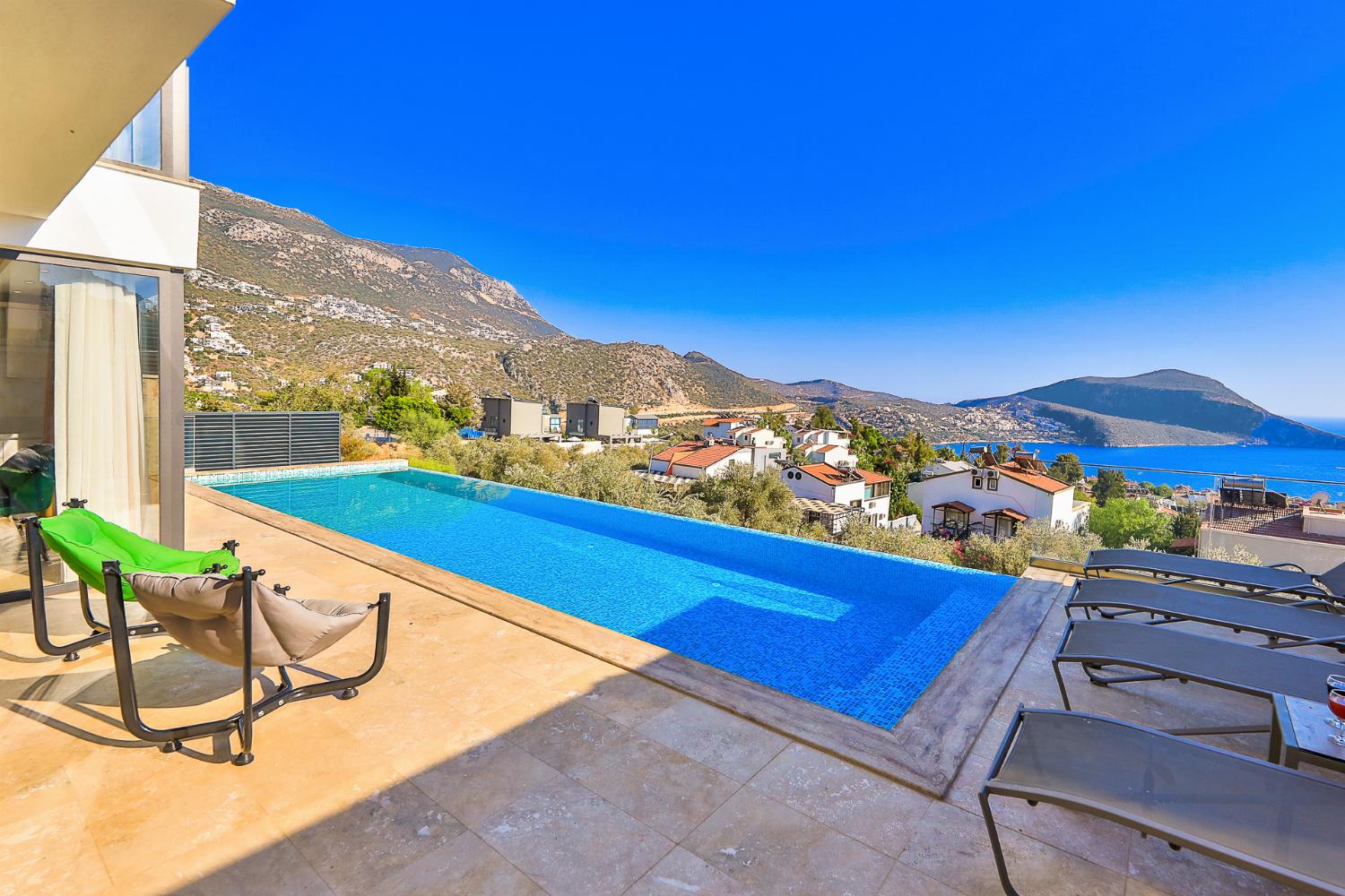 Private pool and terrace with panoramic sea views