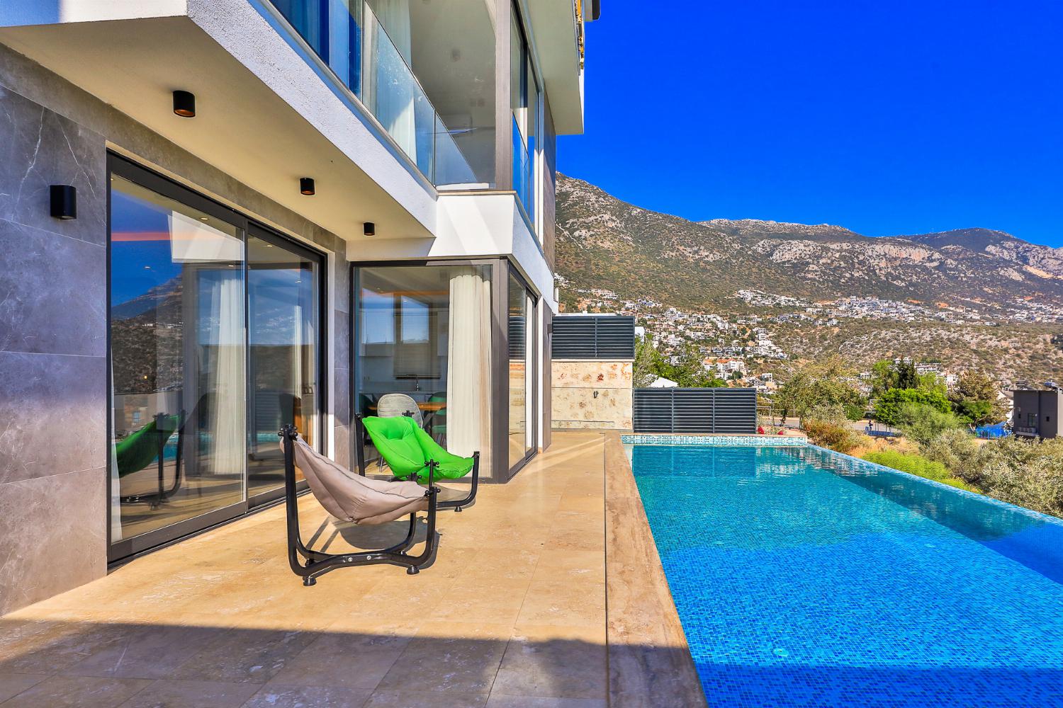 Private pool and terrace with panoramic sea views