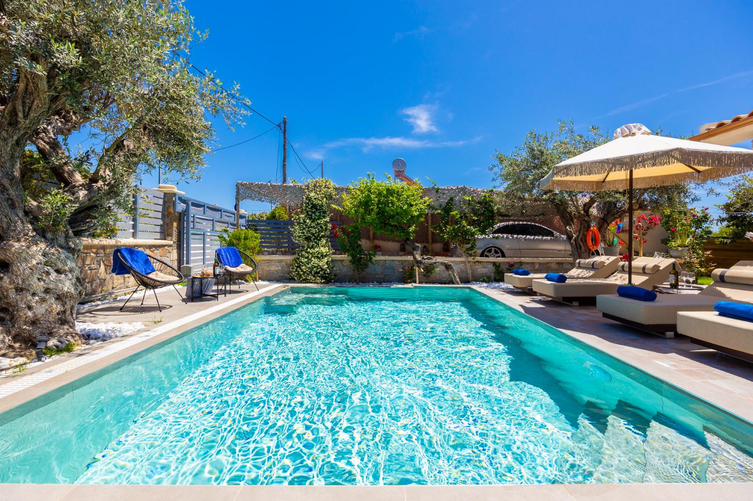 Private pool, terrace, and garden