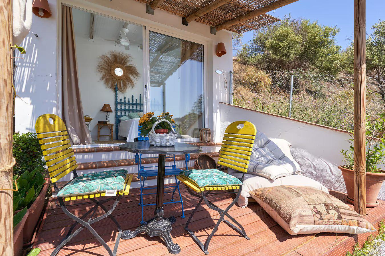 Sheltered terrace with panoramic sea views