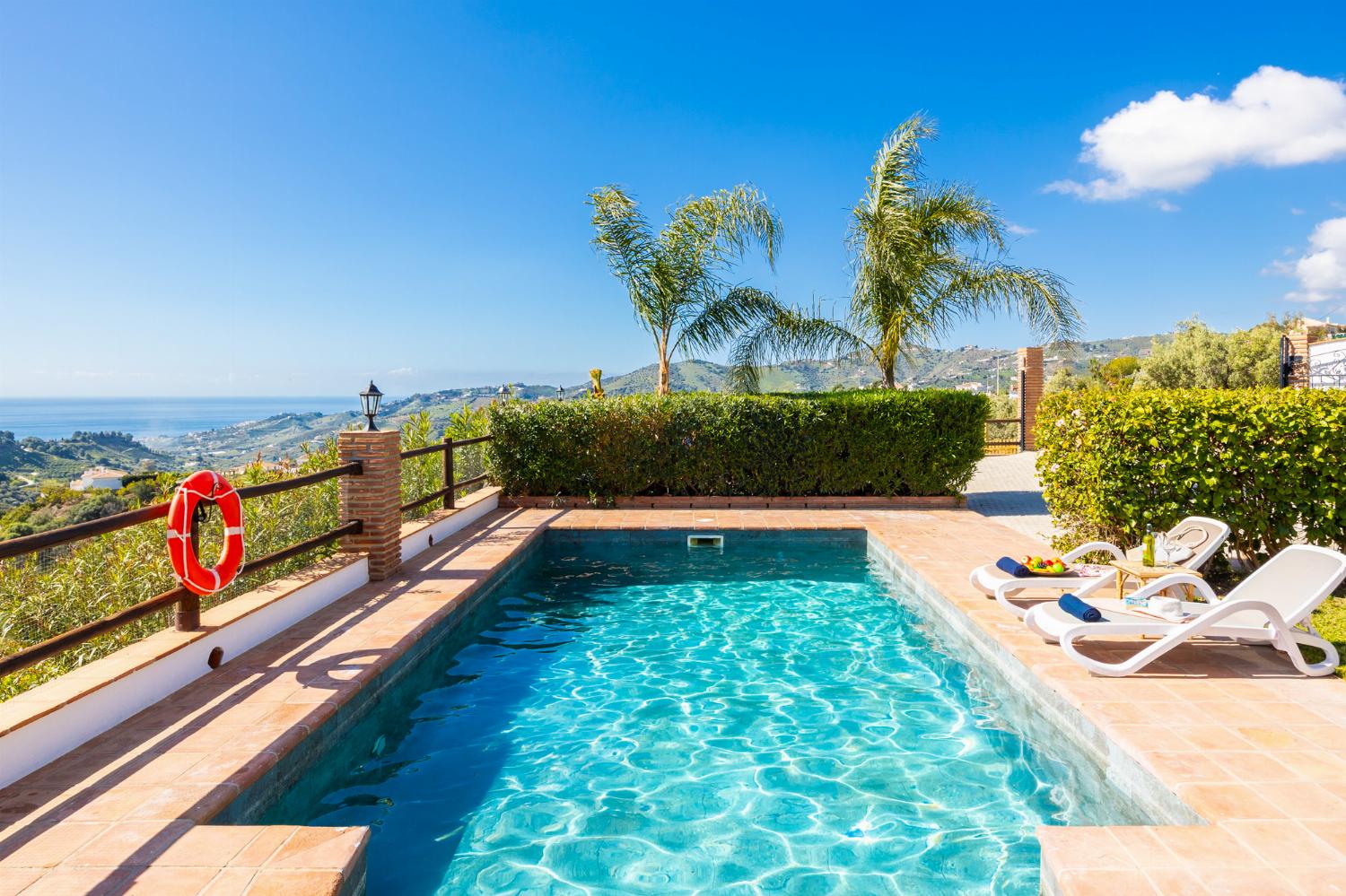Private pool and terrace with sea views