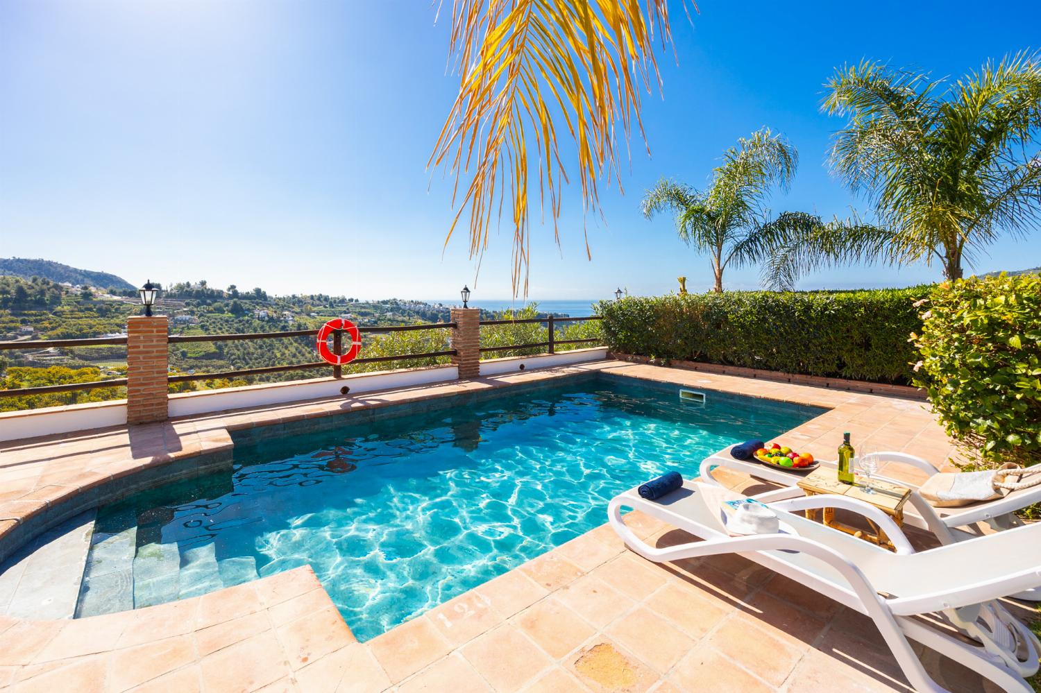 Private pool and terrace with sea views