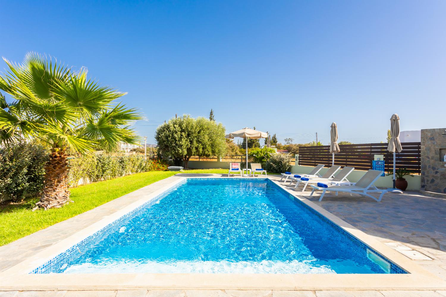 Private pool, terrace, and garden