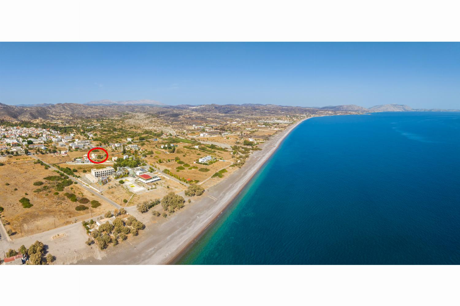 Aerial view showing location of Amphitrite Villa