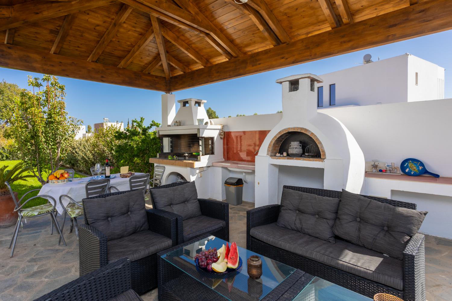 Sheltered terrace area with BBQ