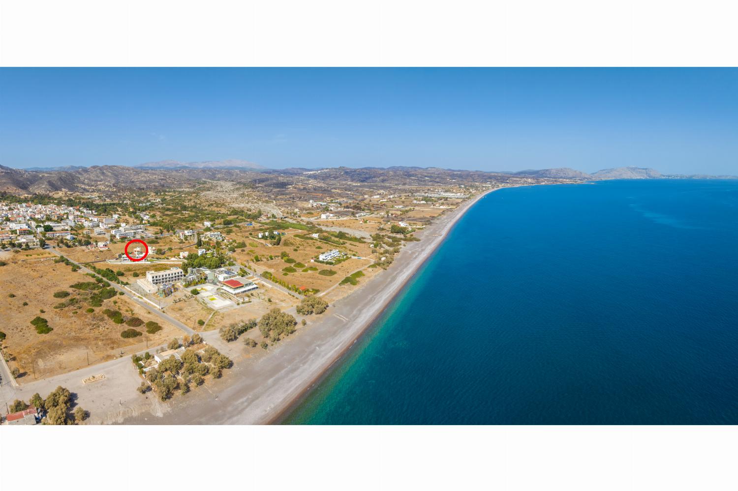 Aerial view showing location of Hermione Villa
