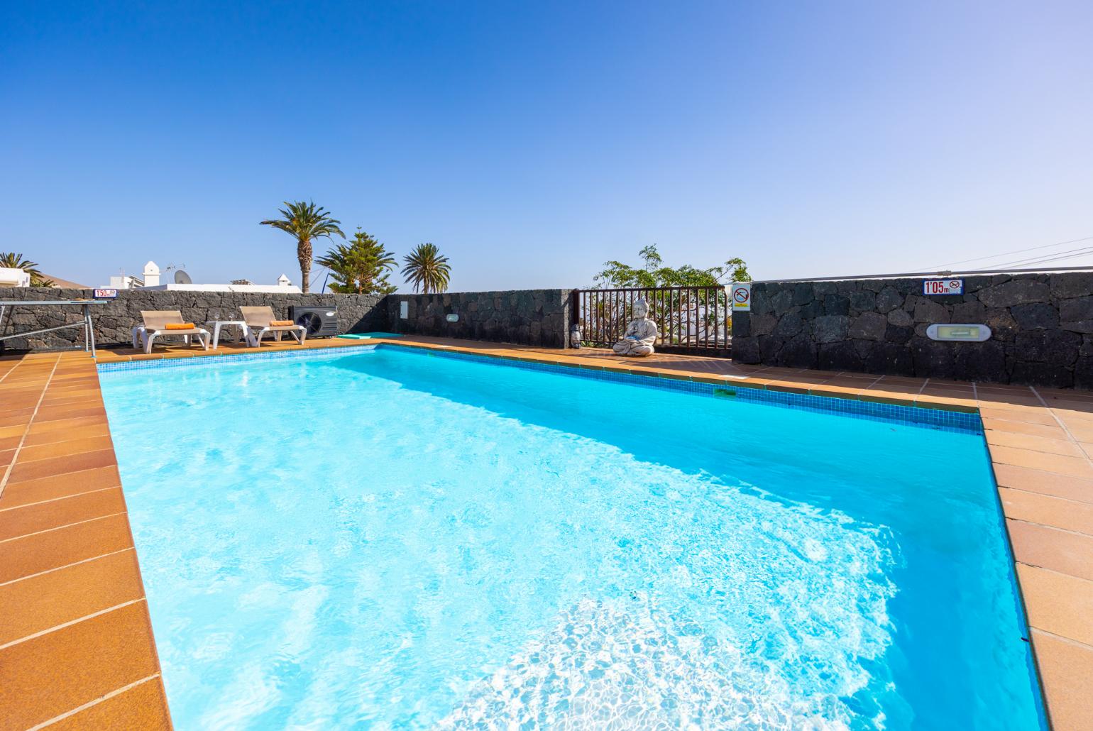 Private pool and terrace with sea views