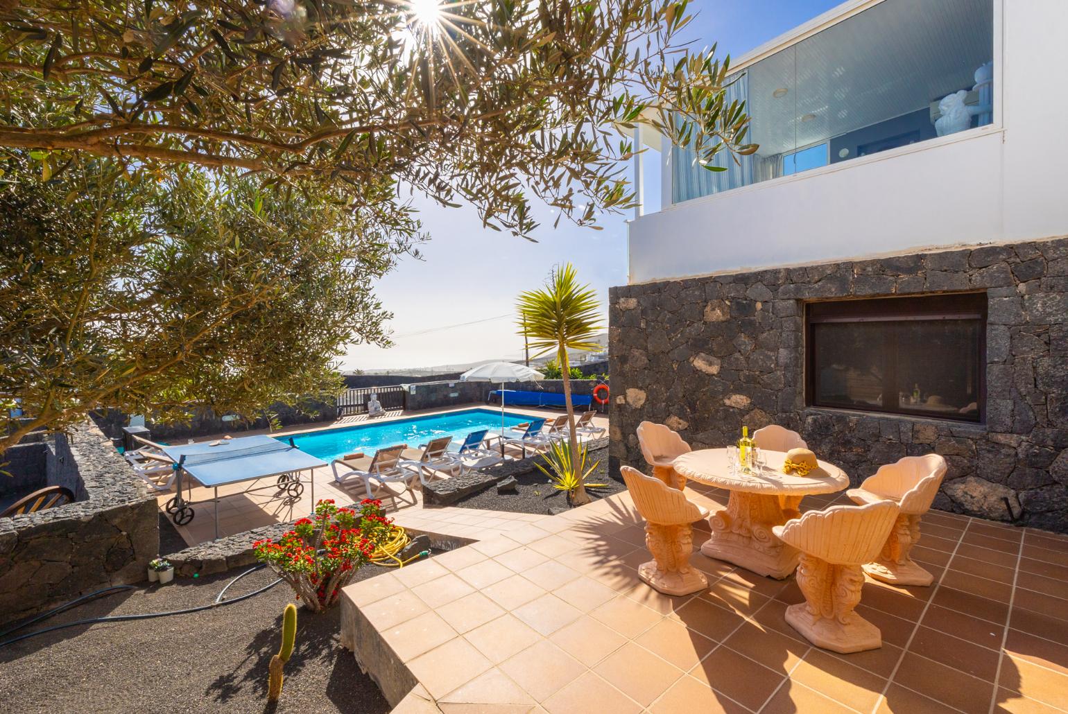 Private pool and terrace with sea views