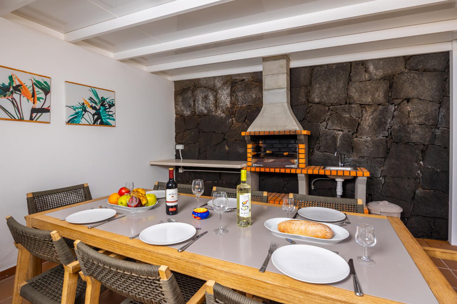 Sheltered terrace area with BBQ