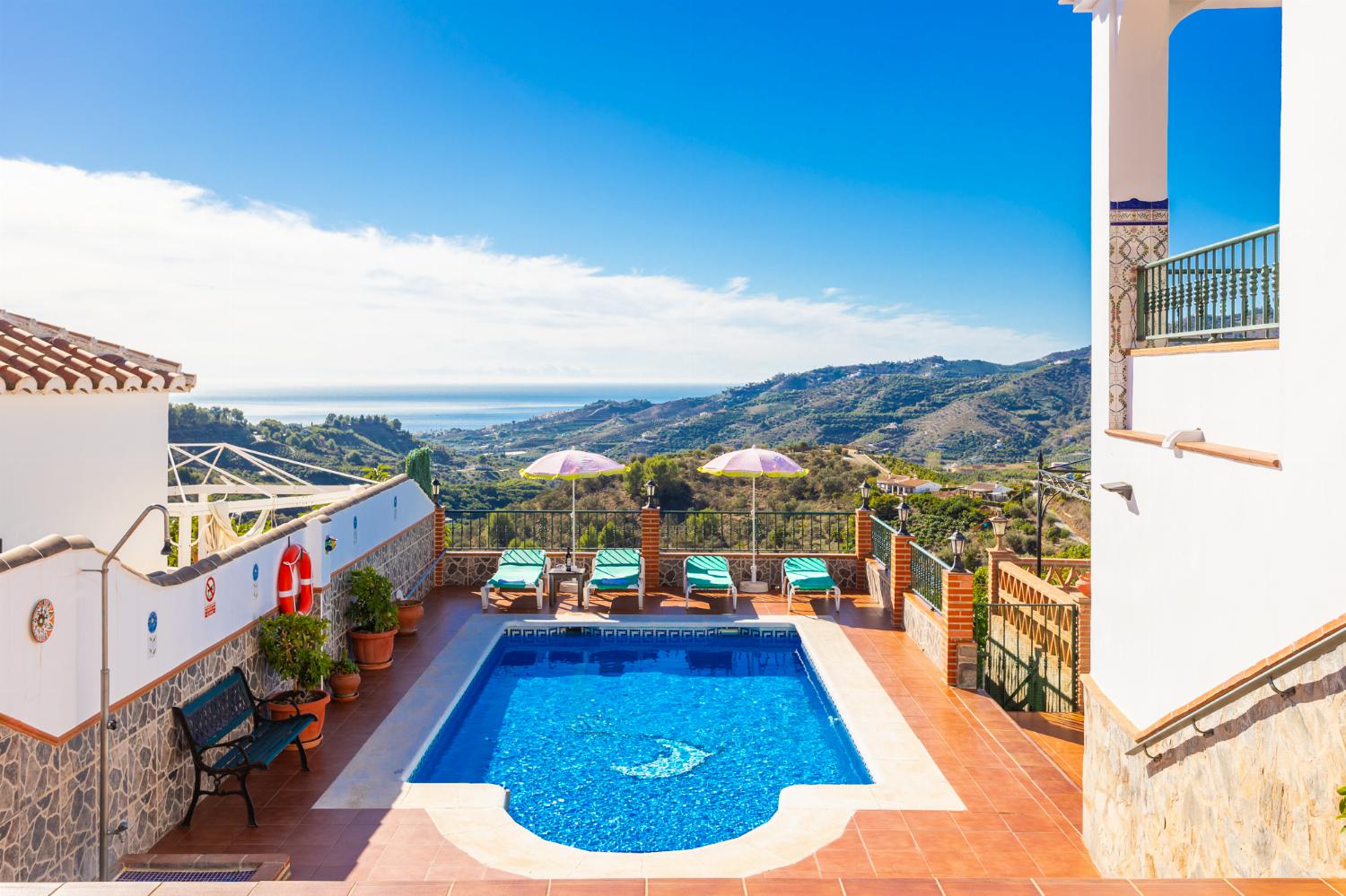 ,Private pool and terrace with sea views