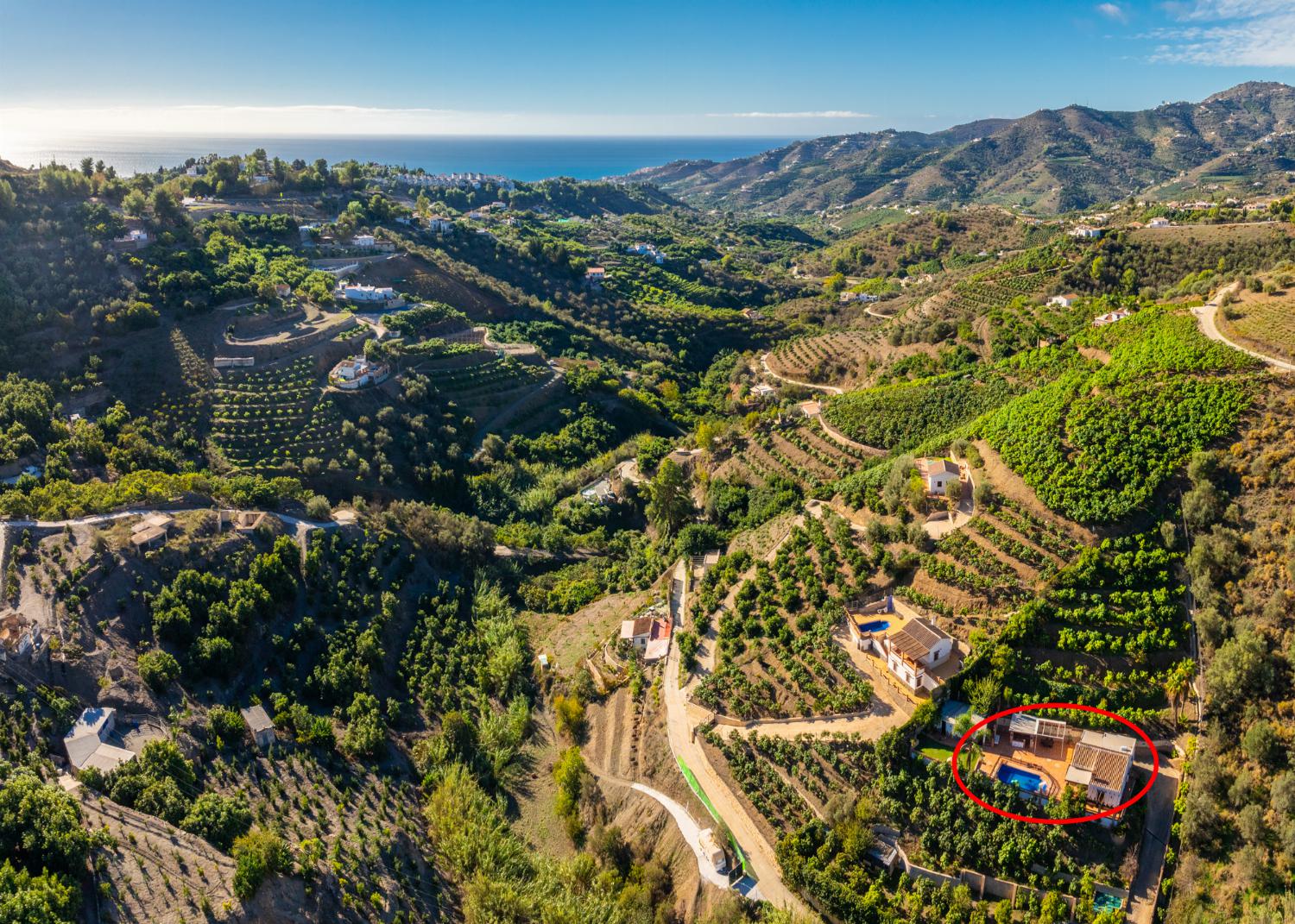 Aerial view showing location of Villa Daniel