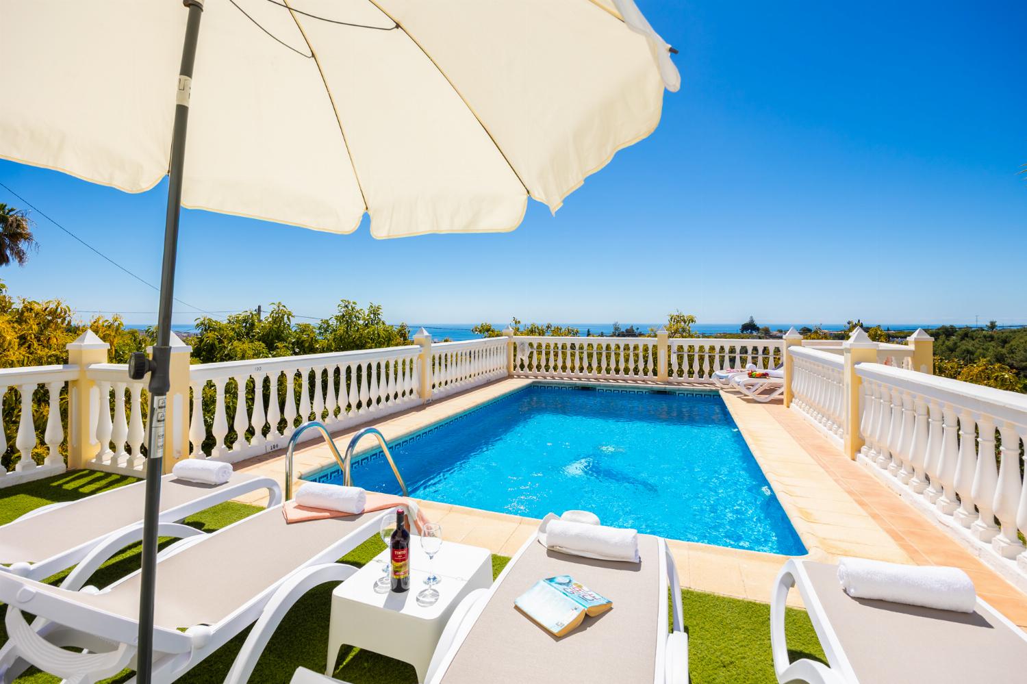 Private pool and terrace with sea views