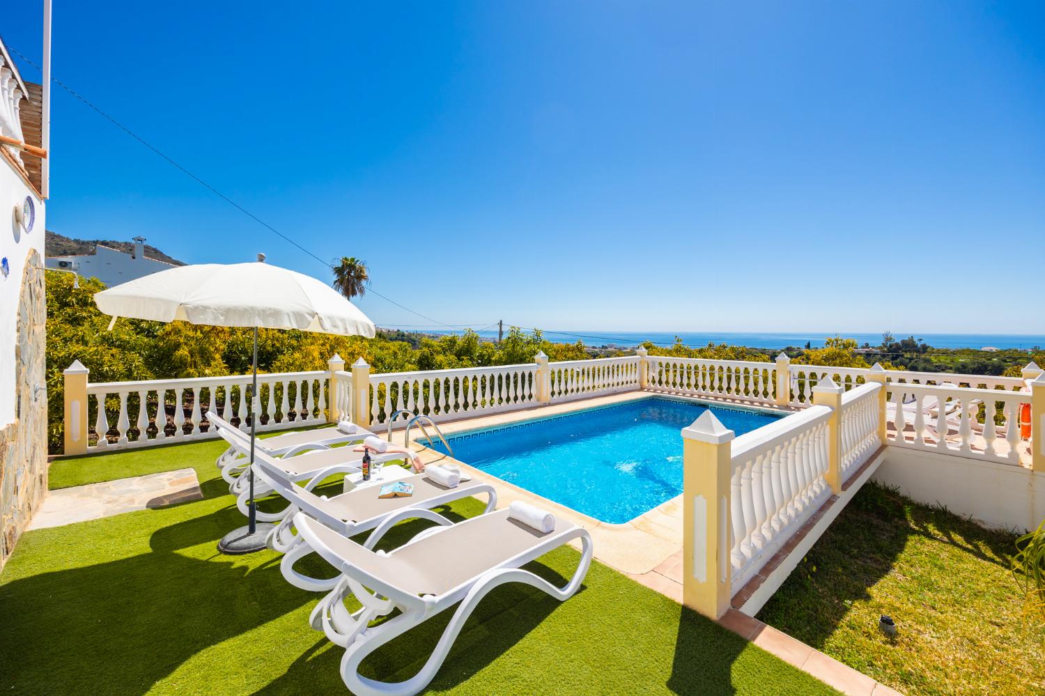 Private pool and terrace with sea views