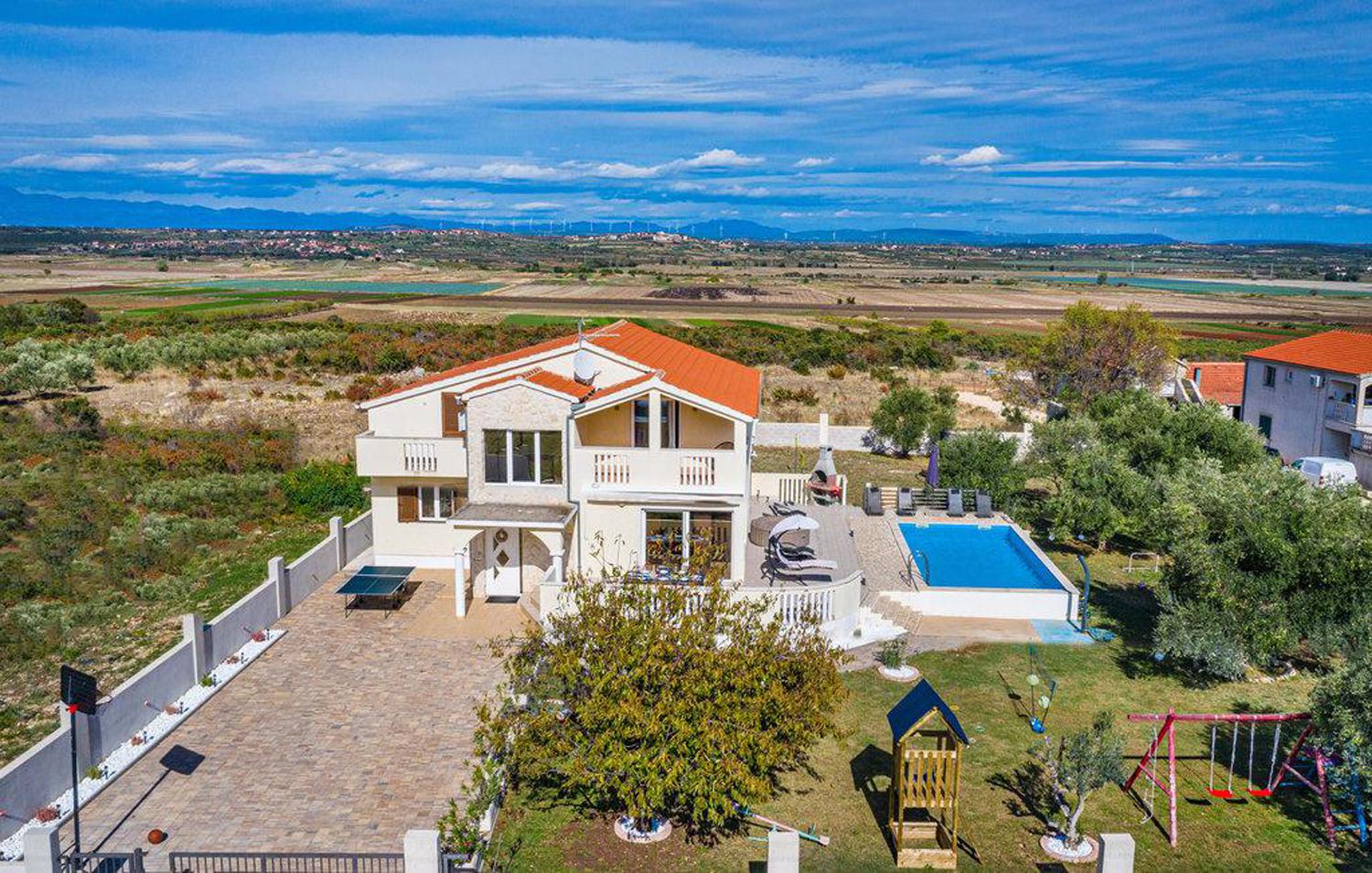 Aerial view of Villa Maslina