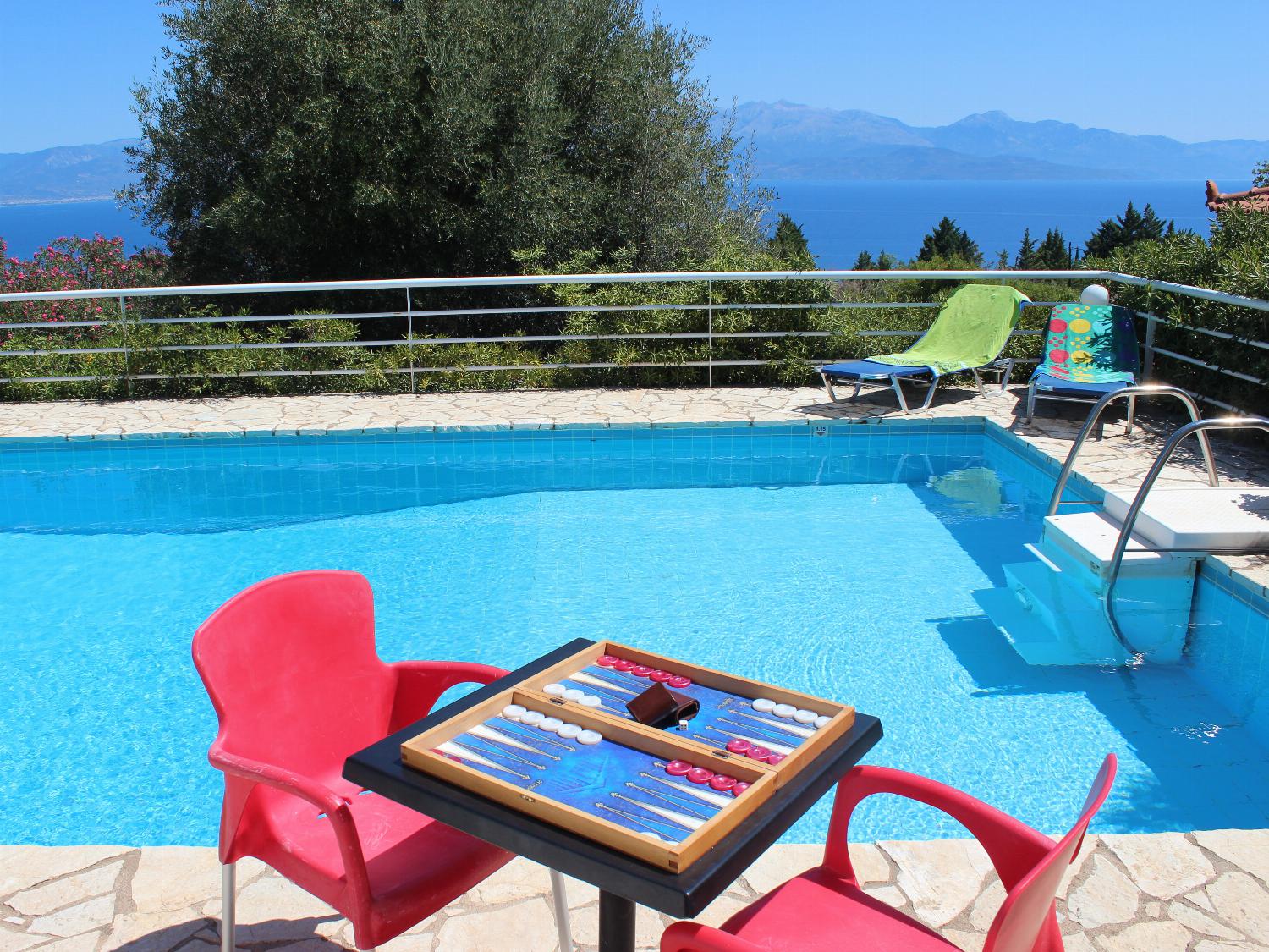 Private pool and terrace with panoramic sea views