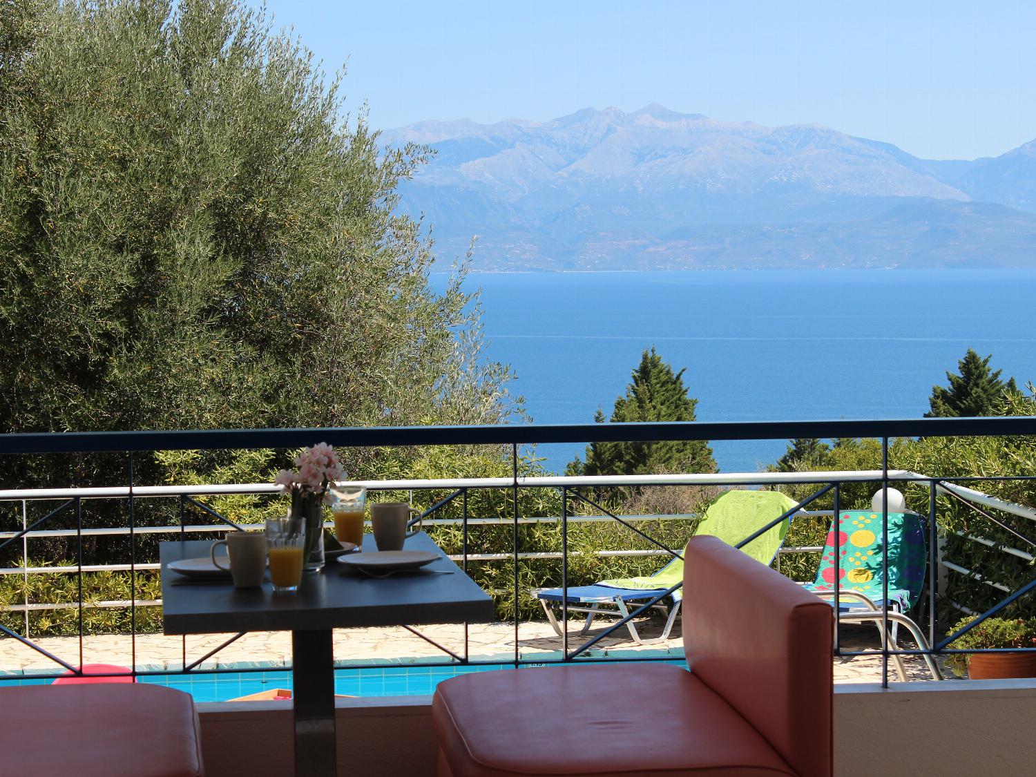 Sheltered terrace area with panoramic sea views