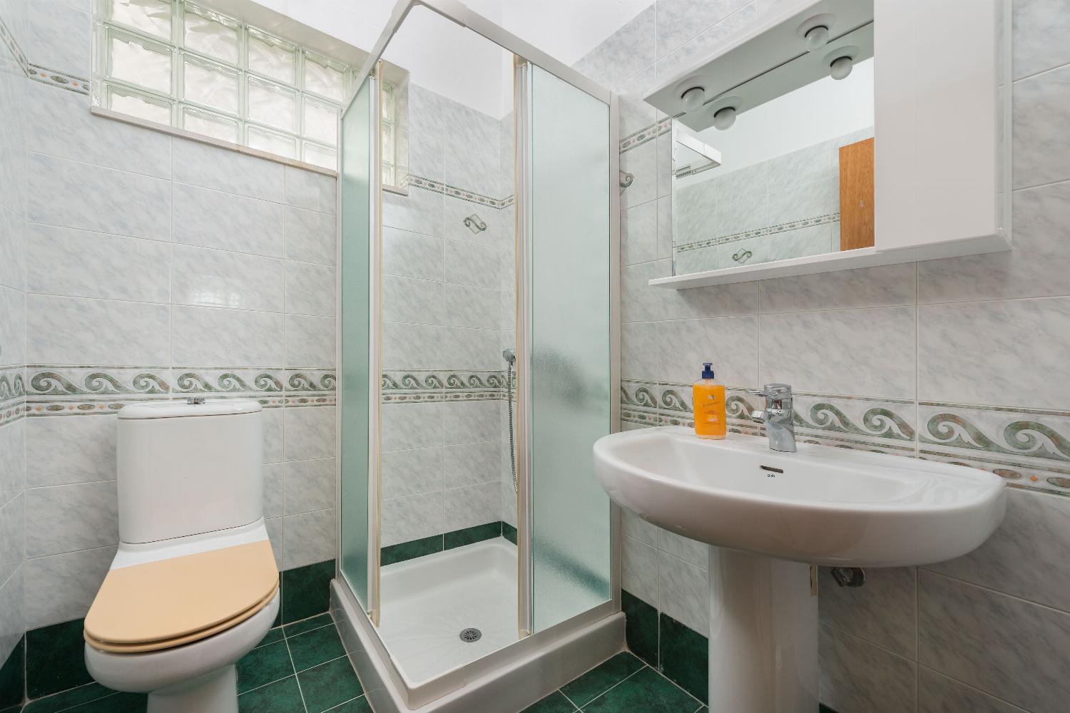En suite bathroom with shower and WC