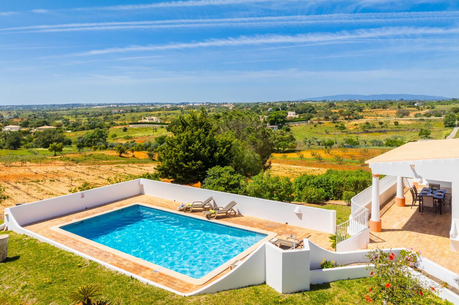 Private pool, terrace, and garden