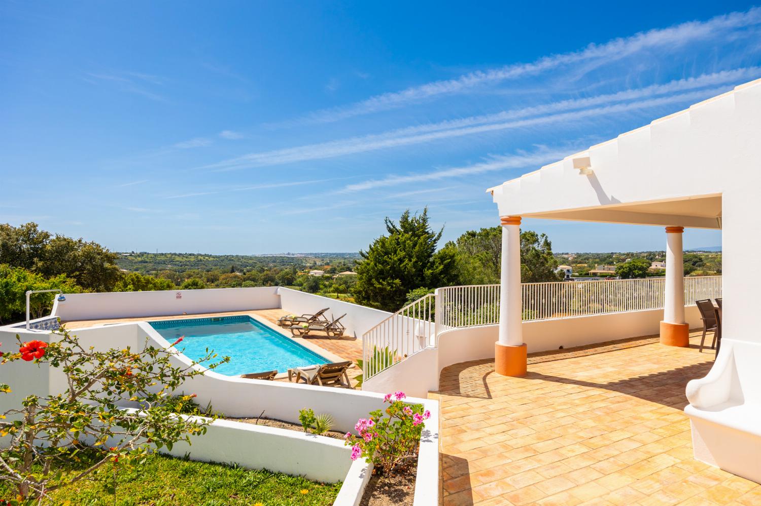 Private pool, terrace, and garden
