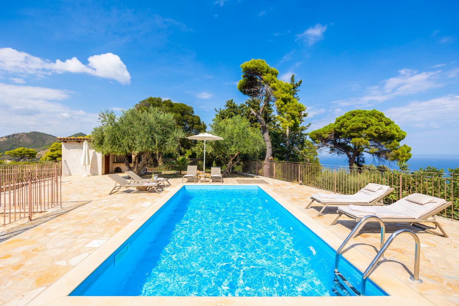 Private pool and terrace with panoramic sea views