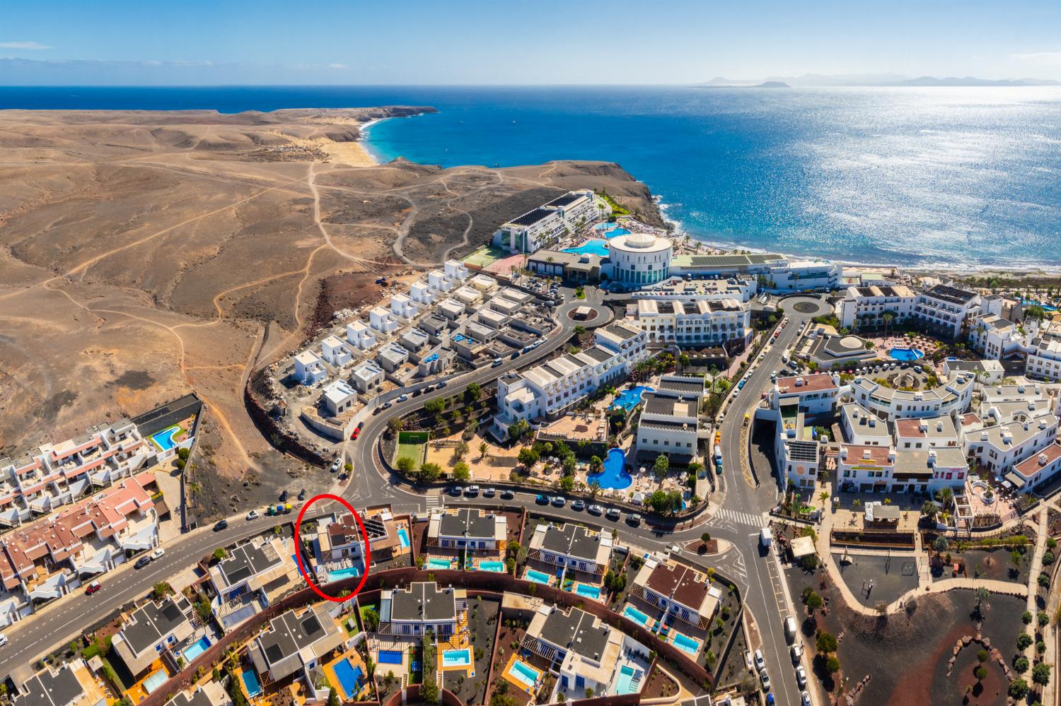 Aerial view showing location of Villa Beyond