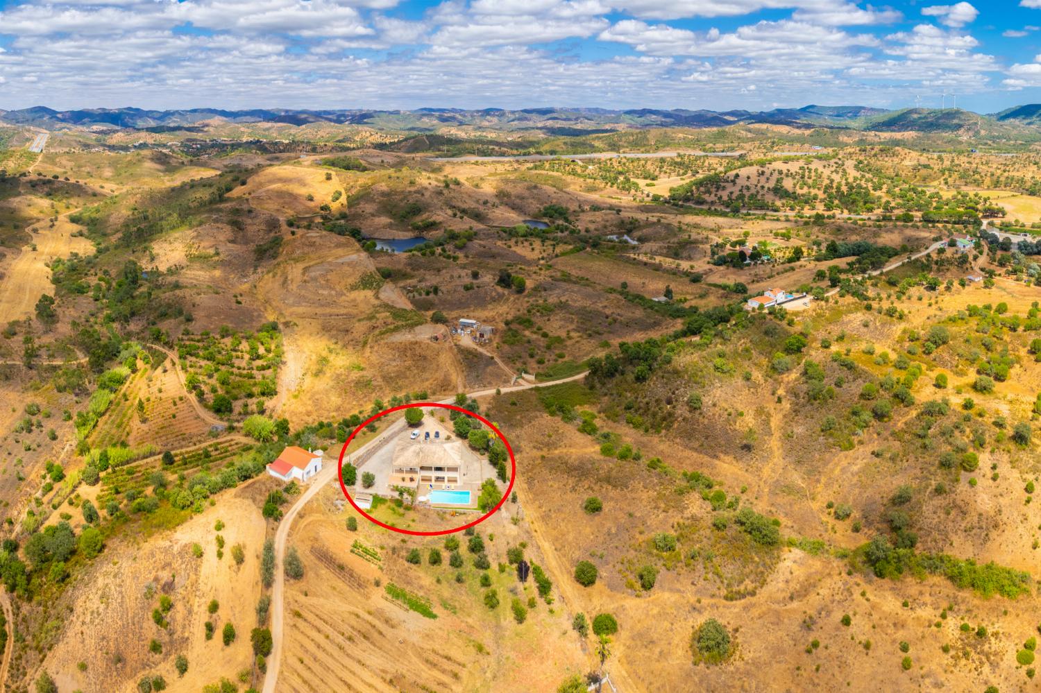 Aerial view showing location of villa