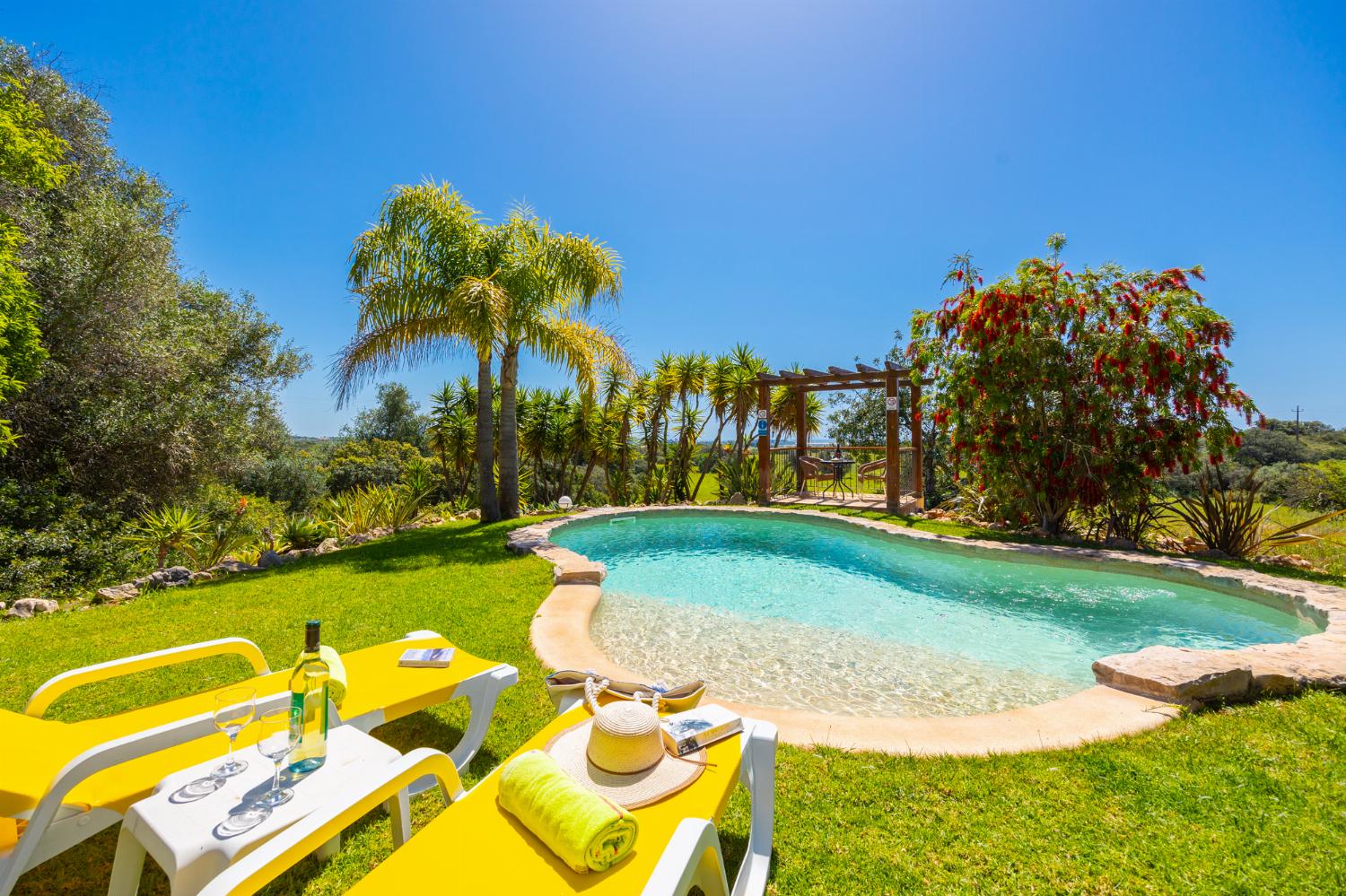Private pool, terrace, and garden