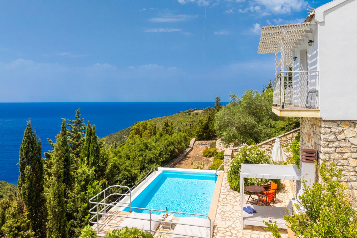 ,Beautiful villa with private pool and terrace with panoramic sea views