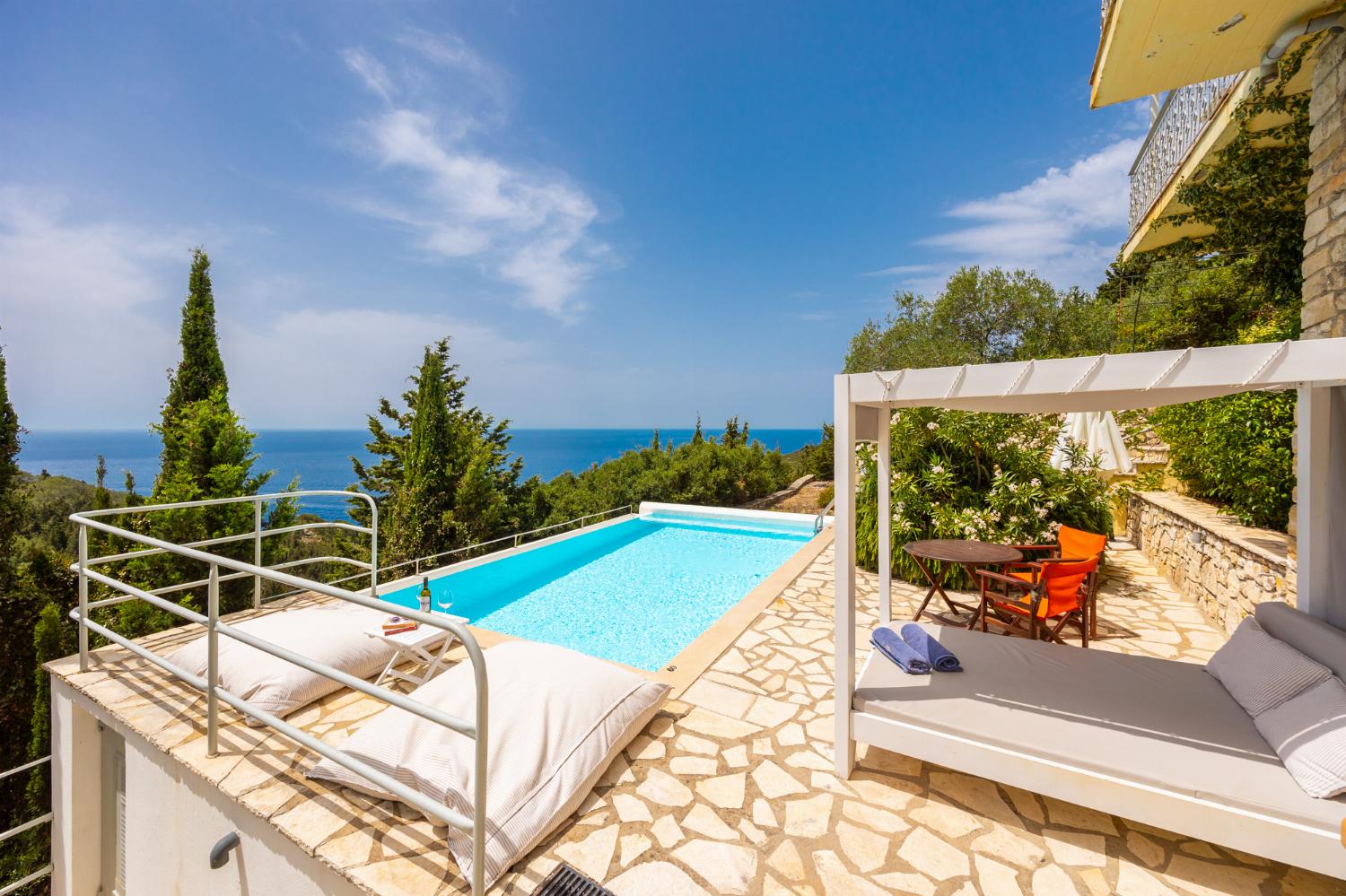 Private pool and terrace with panoramic sea views
