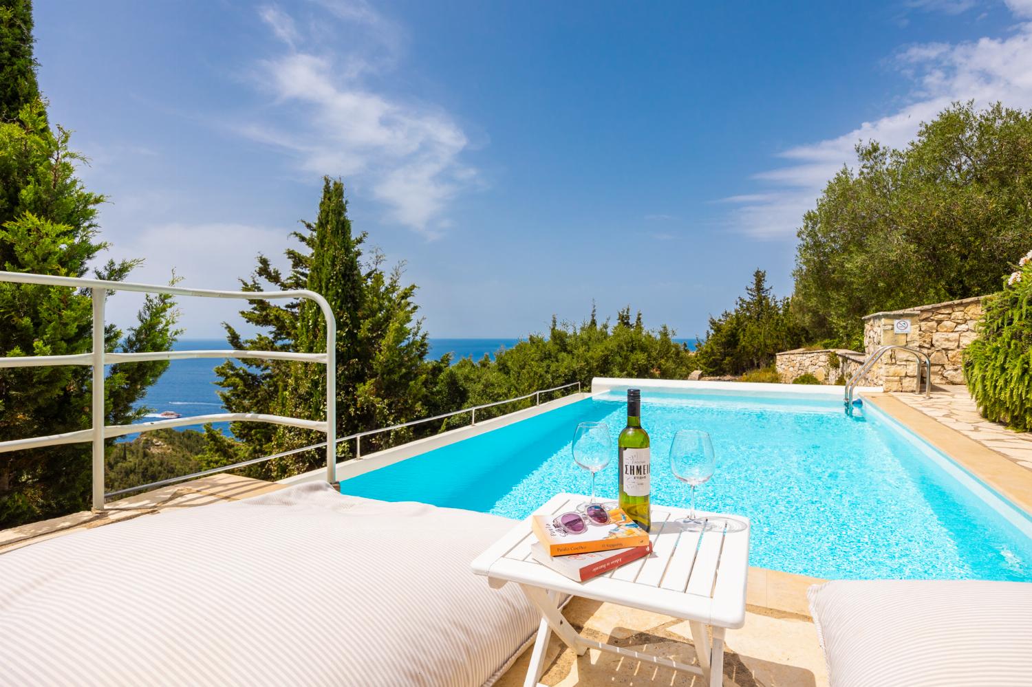 Private pool and terrace with panoramic sea views