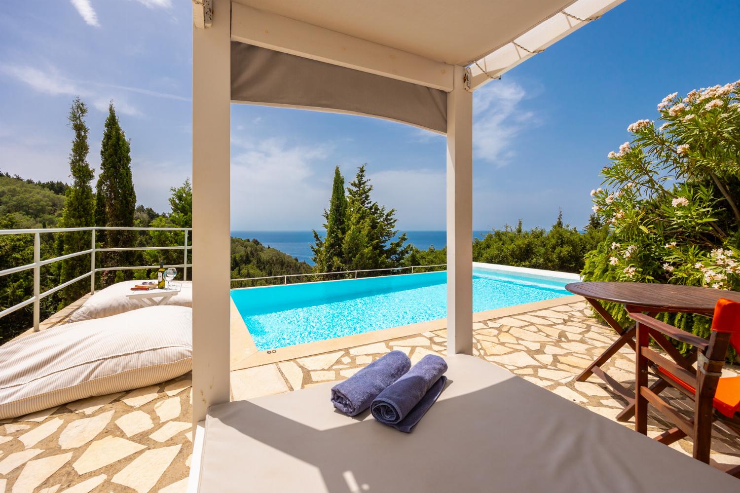 Private pool and terrace with panoramic sea views