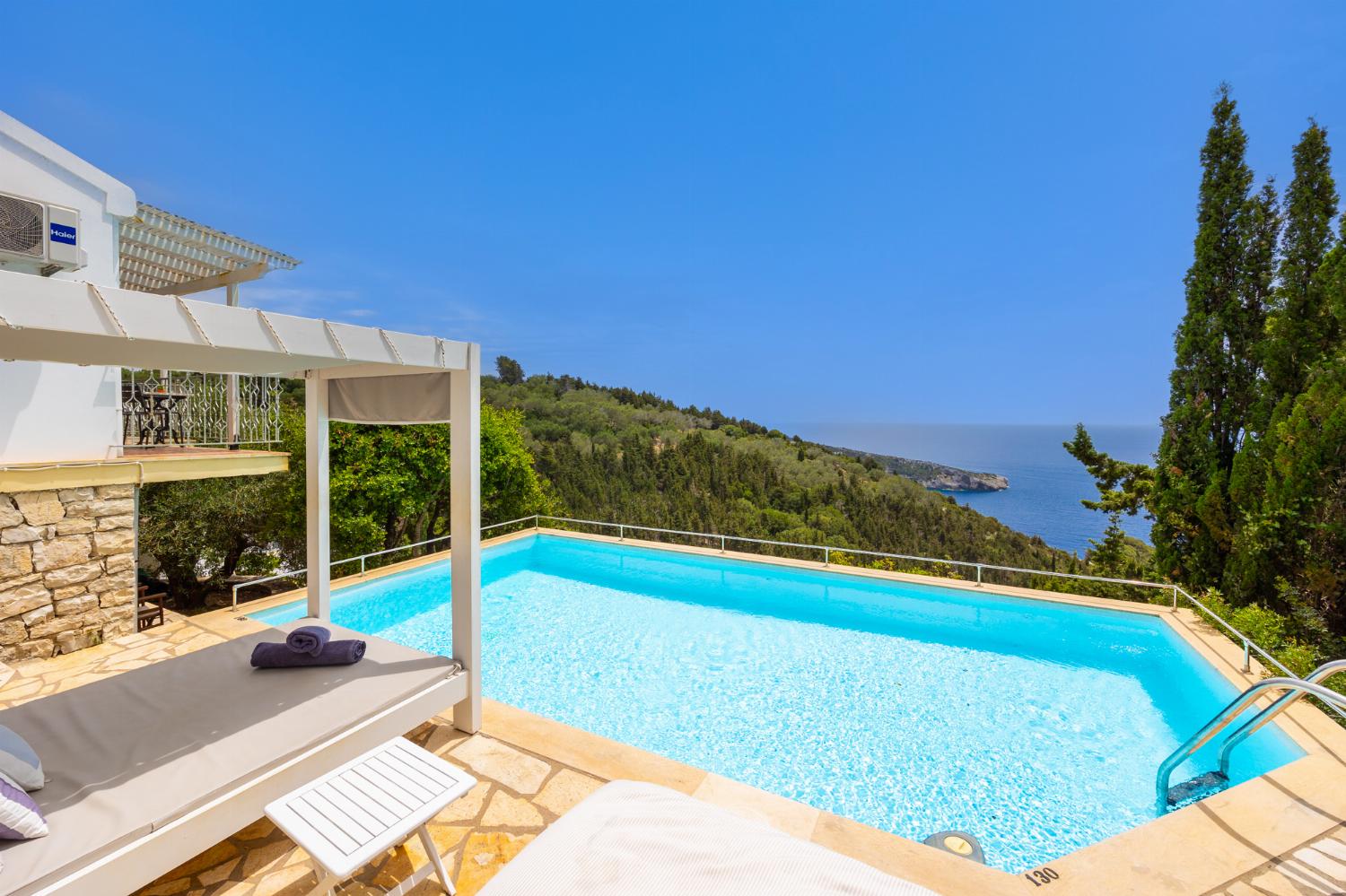 Private pool and terrace with panoramic sea views