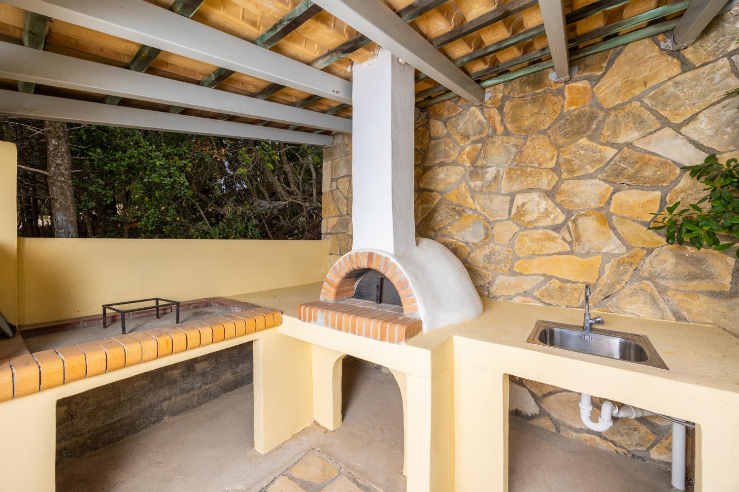 Shelters terrace area with BBQ