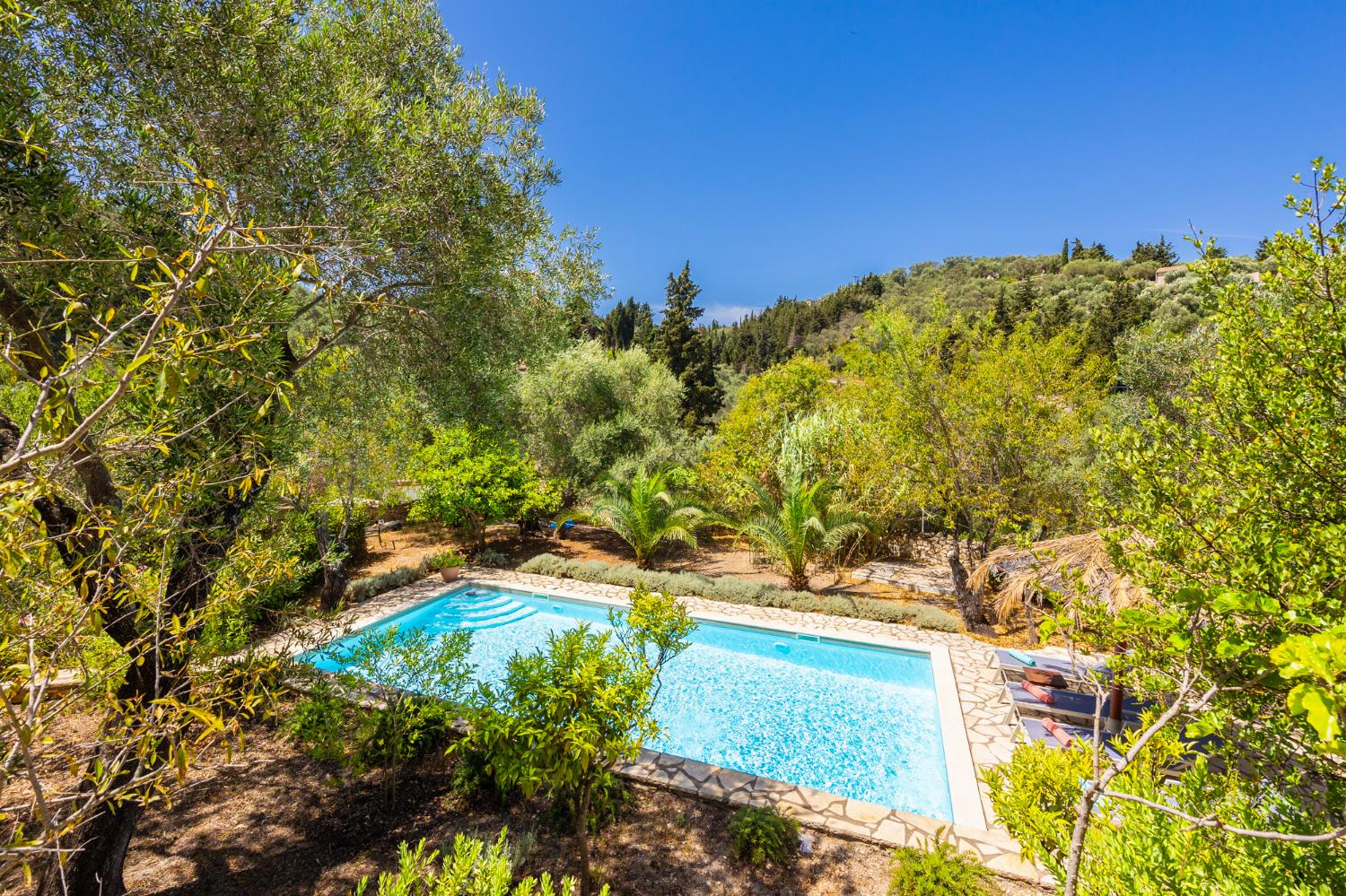 Private pool and terrace with sea views