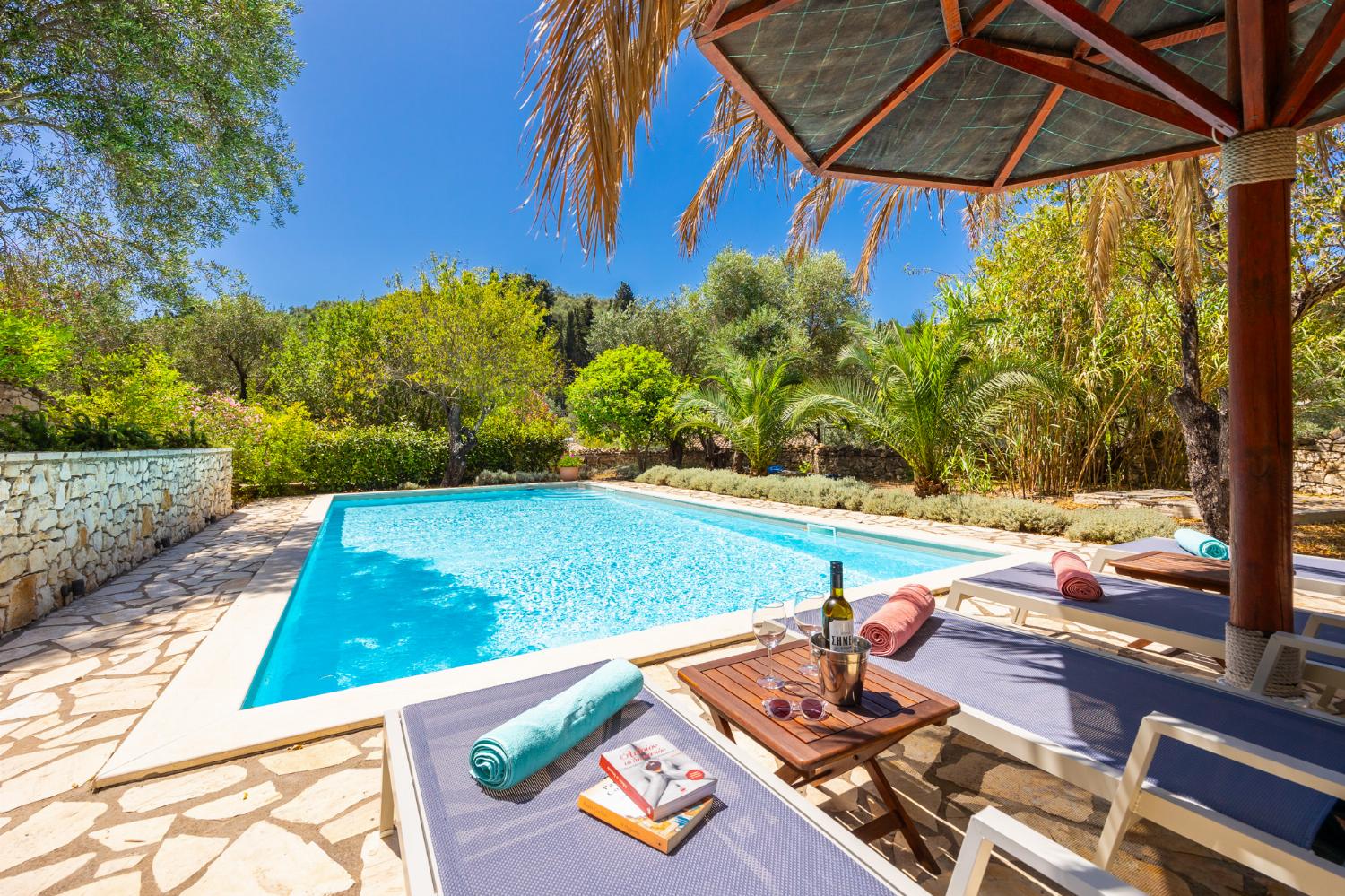 Private pool and terrace with sea views