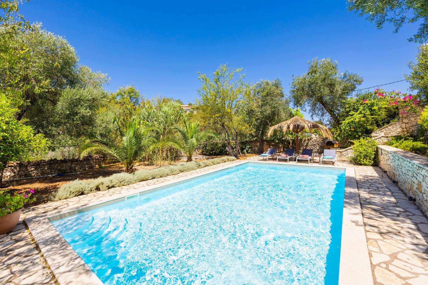 Private pool and terrace with sea views