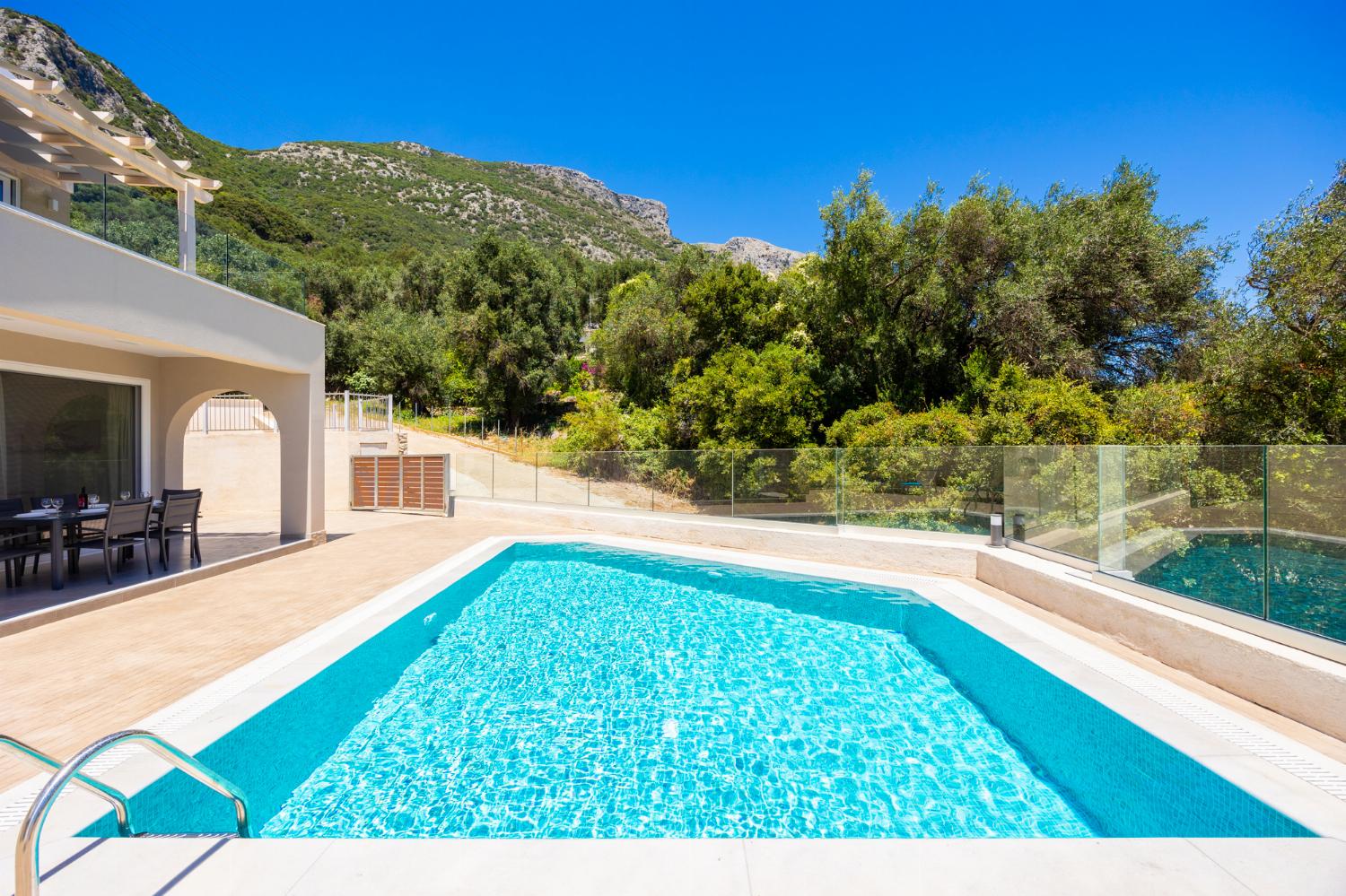 Private pool and terrace with sea views