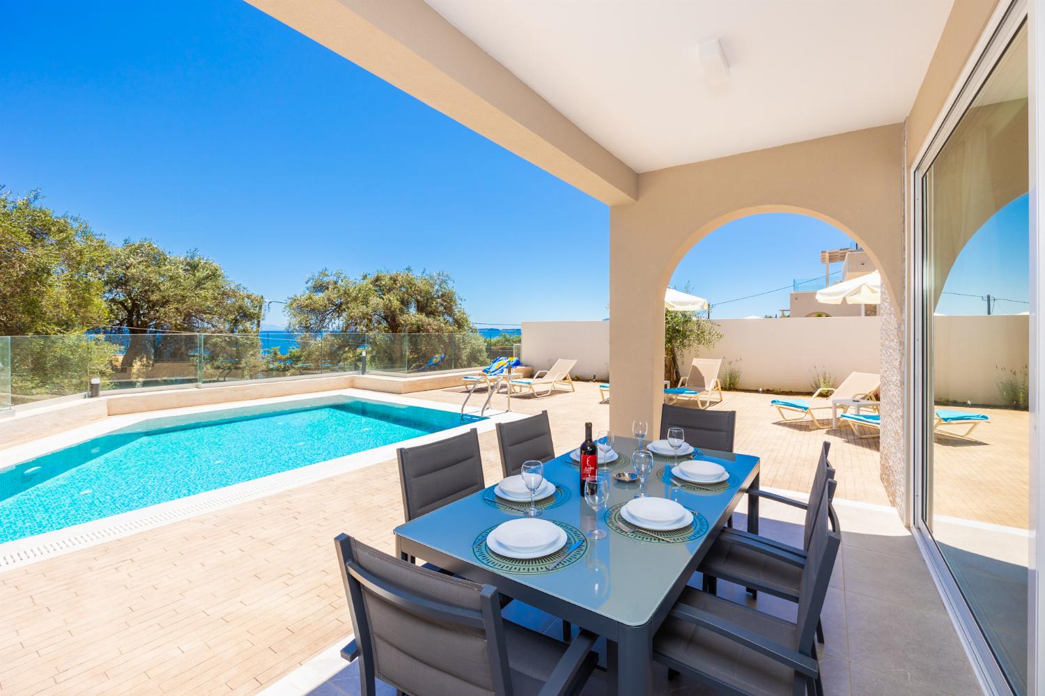 Sheltered terrace area with sea views