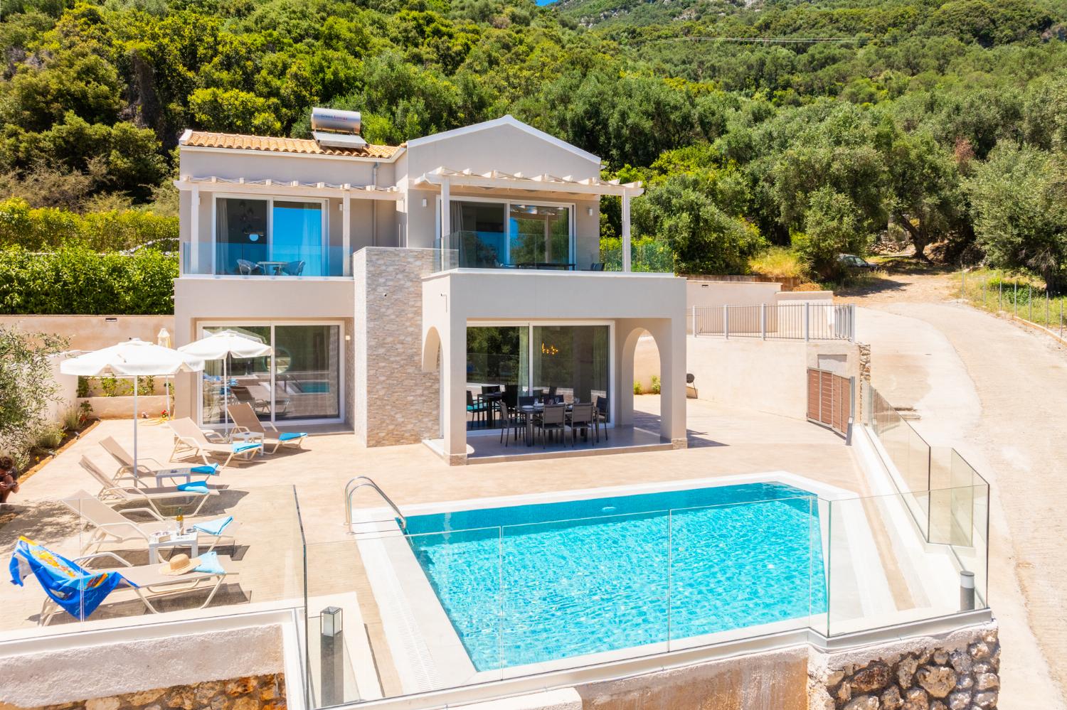 ,Beautiful villa with private pool and terrace with sea views