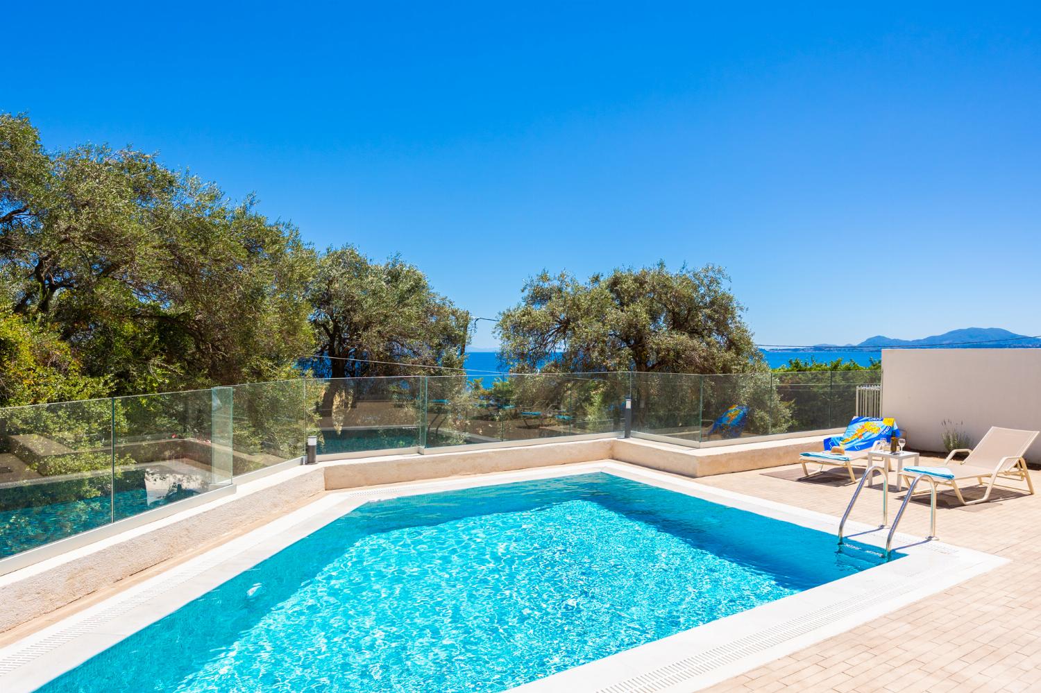 Private pool and terrace with sea views