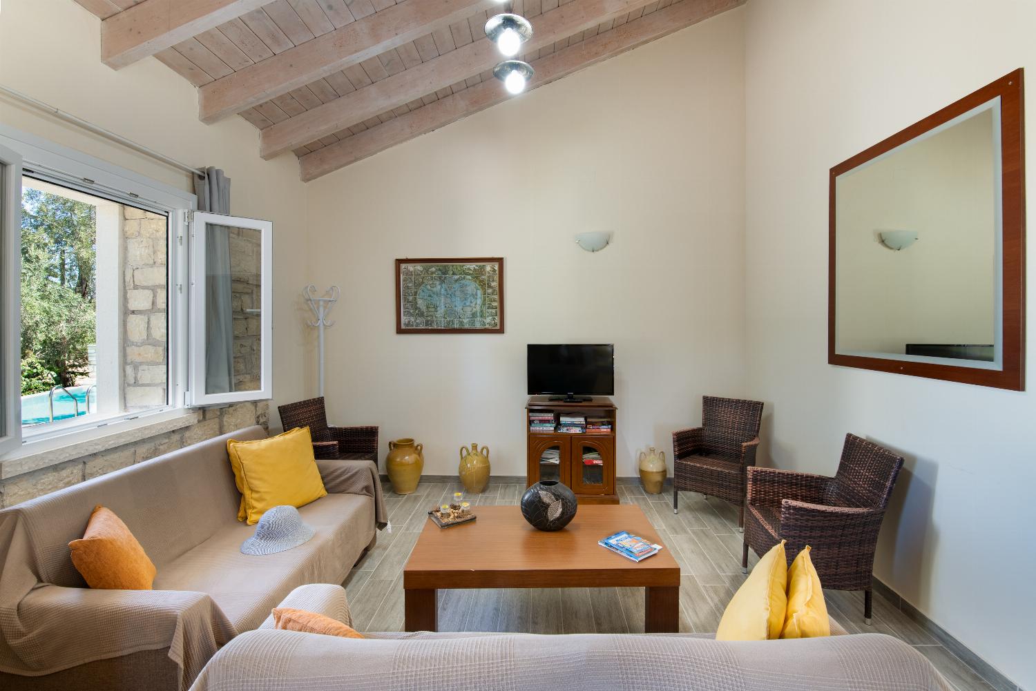 Living room with sofas, WiFi internet, and satellite TV