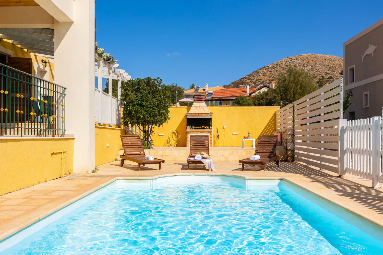 Private pool and terrace with sea views