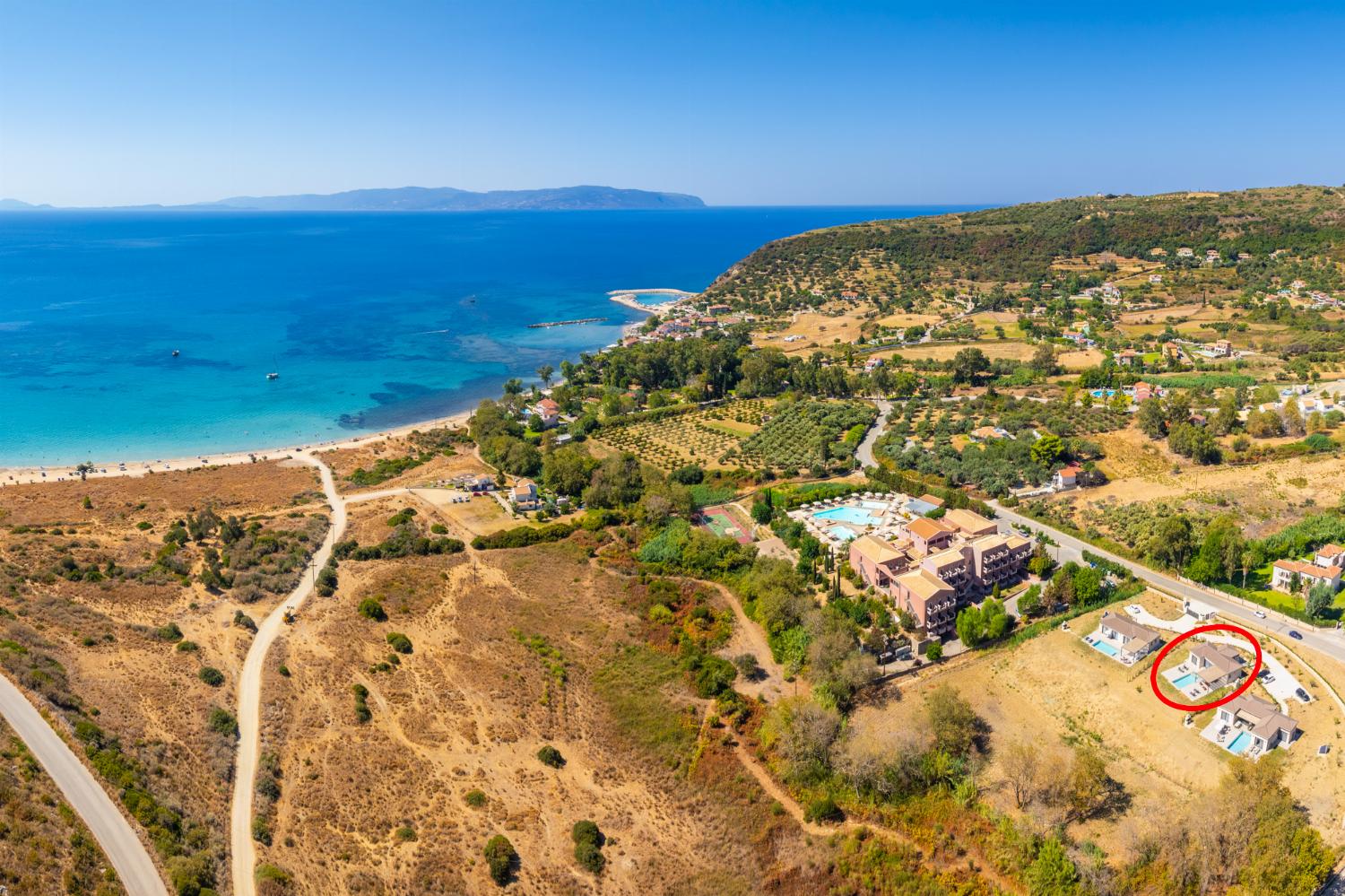 Aerial view showing location of Villa Lilia