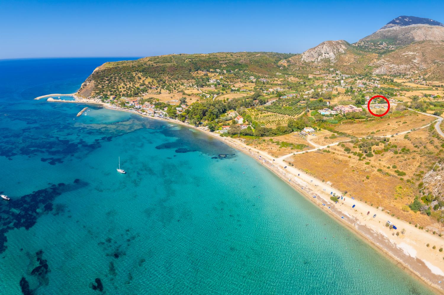 Aerial view showing location of Villa Lilia