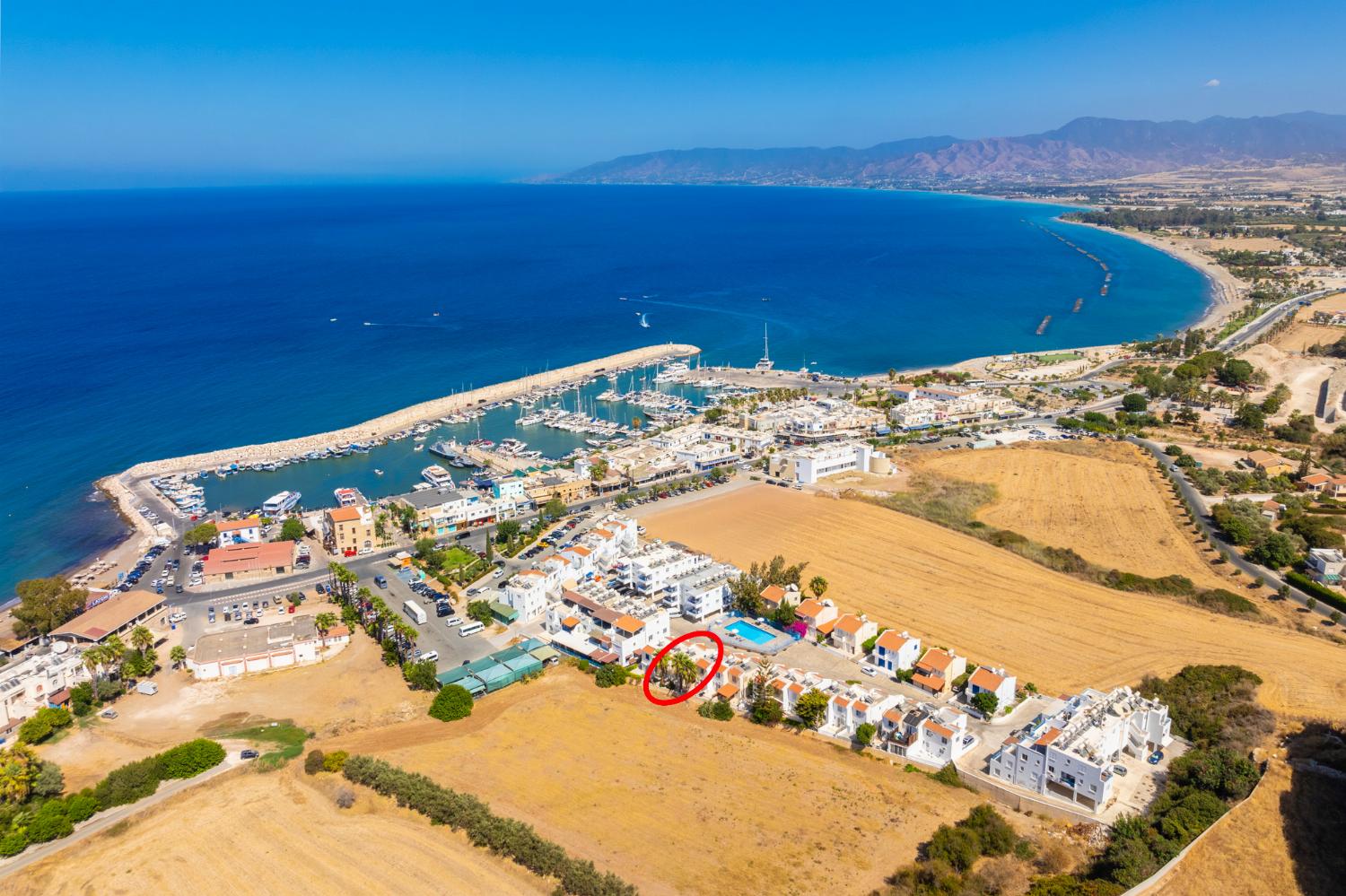 Aerial view showing location of maisonette