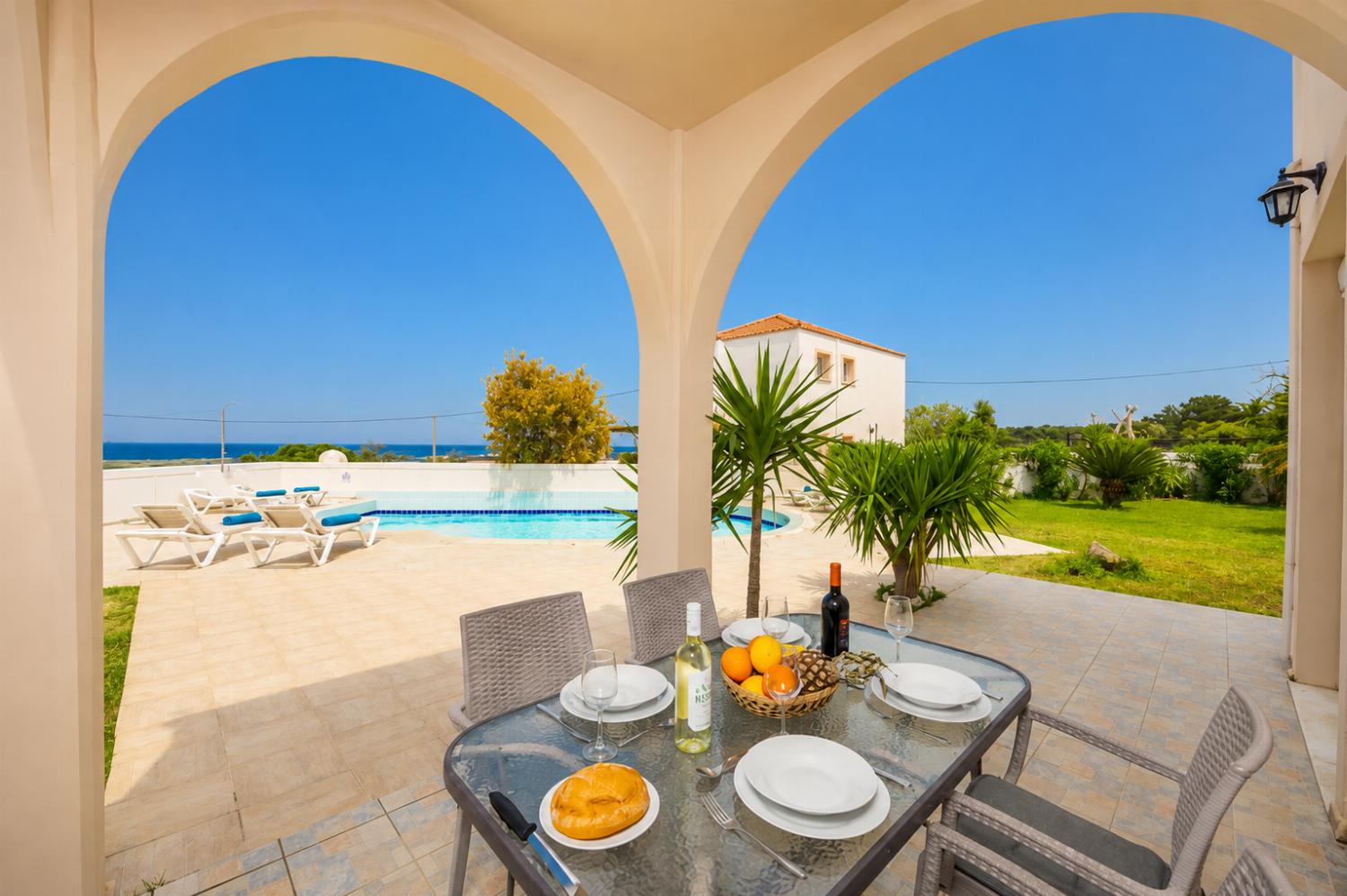 Sheltered terrace area with sea views