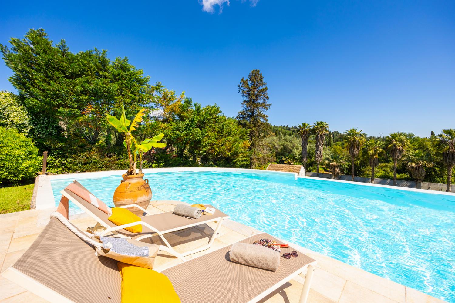 Private pool, terrace, and garden