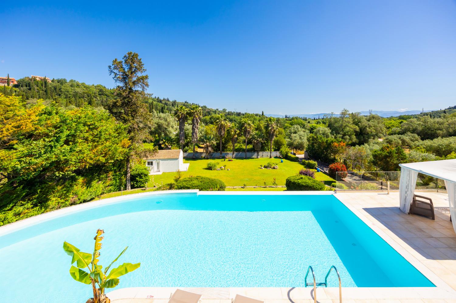 Private pool, terrace, and garden