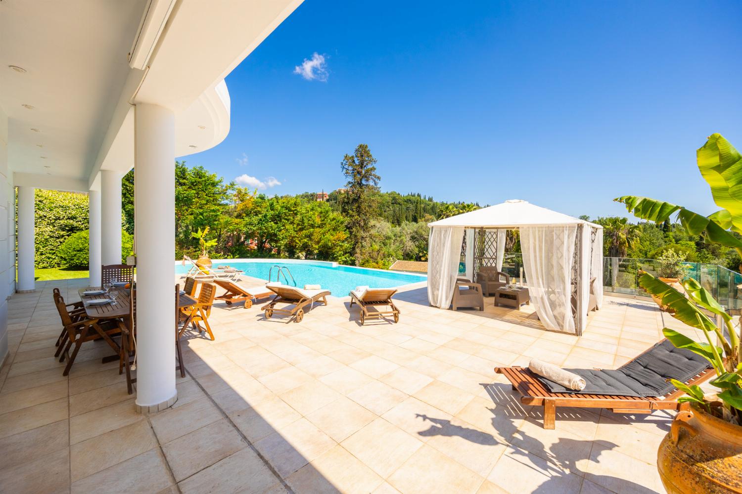 Private pool, terrace, and garden