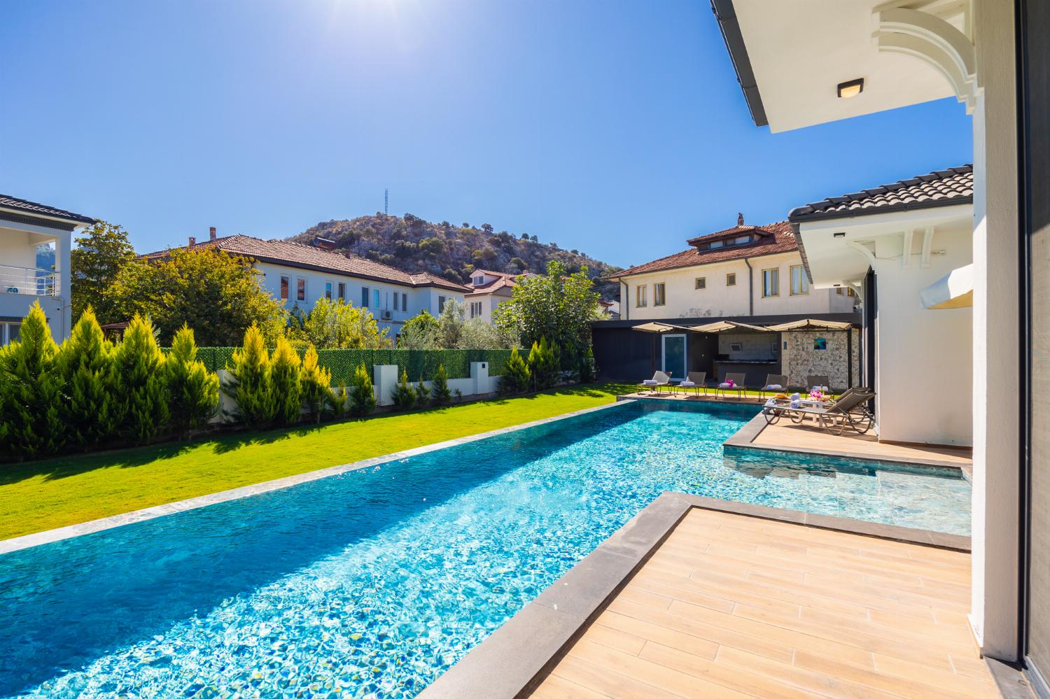 Private pool, terrace, and garden